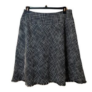 Coldwater Creek Tweed Black and white A line skirt with fringe Size L 14/16